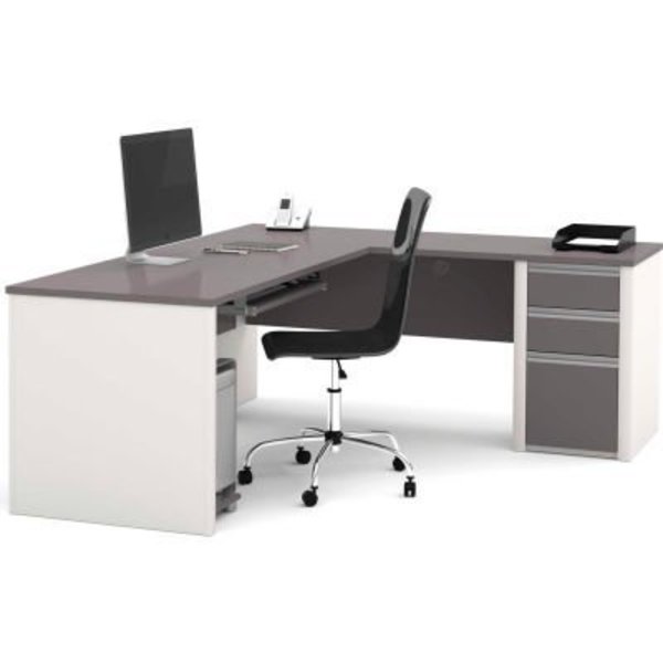 Bestar BestarÂ L Desk W/ Pedestal - 71" - Slate & Sandstone - Connexion Series 93880-1459